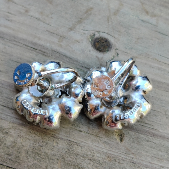 Vintage Bogoff blue and white rhin stone earrings - Picture 6 of 8